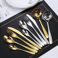 Stainless Steel Spoon Knife and Fork Set Golden Cutlery for Wedding Gold Flatware Set Steak Knife Fork and Spoon