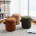 WISEMAX FURNITURE Hot Selling Home Furniture Modern Wood Frame Sponge Ottoman Round Teddy Fabric Ottoman for Hallway