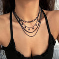 4Pcs/Set Hip Hop Multilayer Pentagram Tassels Necklace for Women Trendy Ladies Street Clavicle Chain Fashion Jewelry Accessories