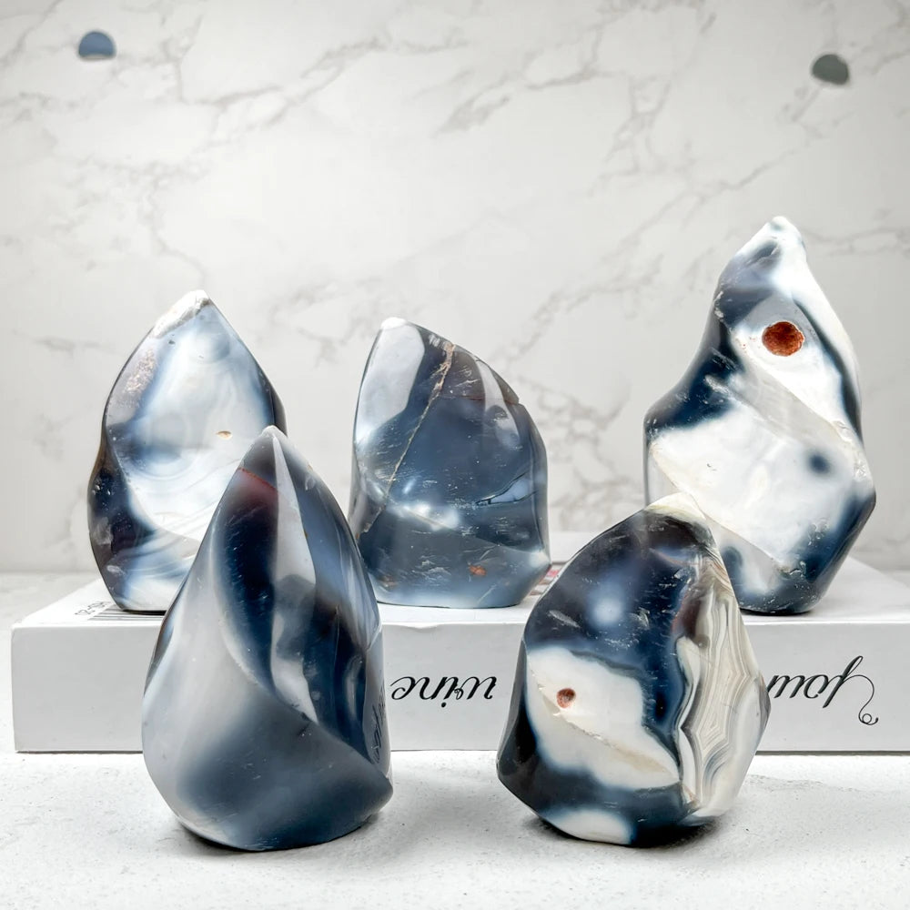 Wholesale Natural Crystal Crafts Orca Agate Flame Healing Stones Crystal Torch Carving for Decoration MegaBDM