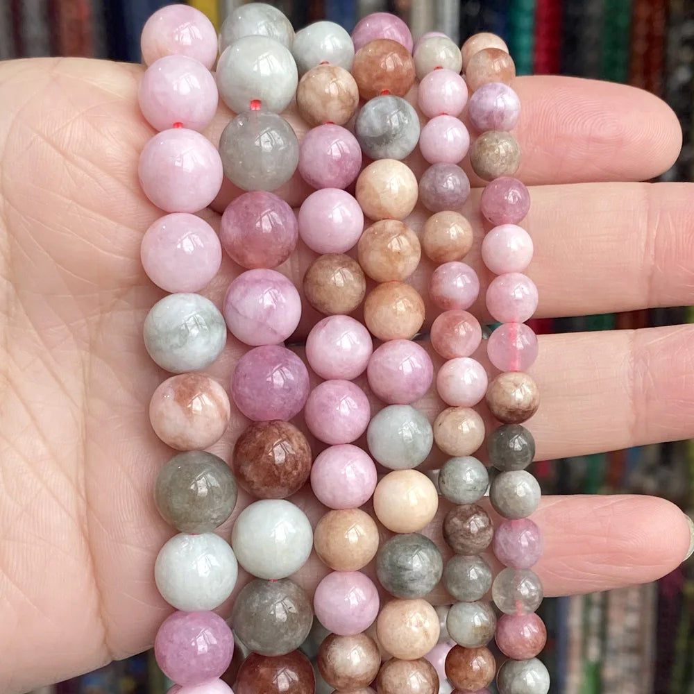 Factory Price Natural Colorful Jades Stone Beads Round Loose Spacer for Jewelry Making DIY Bracelet Necklace Handmade