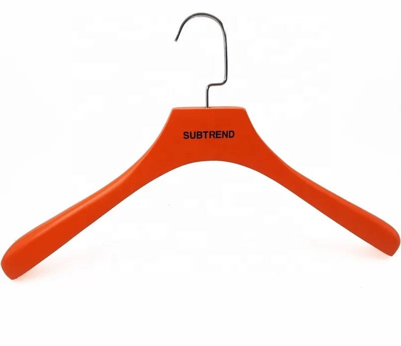 YW-07 Top Quality Orange Wood Clothing Hangers With logo Wooden Coat Suit Hangers