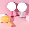 Zonyin Macaroon Color Portable Cosmetic Mirror with Cute Handle Plastic Hand-held Travel Mirror Customized Logo