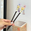 Luxury Flower Tassel Hairpin for Women Handmade Wooden Floral Hair Stick Hanfu Hair Accessories Vintage Elegant Girls Hairpins