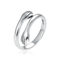 S925 Sterling Silver Hug Me Rings for Couple Hugging Hand Rings Adjustable Band Jewelry I Love You Forever Hug Ring Gift