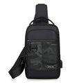 Fashionable USB Charging Chest Bag Crossbody Bag with Hang Ring Nylon Black Mini Luggage Sling Bag