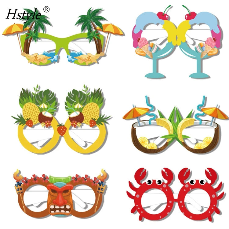 New Summer Party Theme 18pcs Paper 3D Eyeglasses Coconut Beach Party Adults Children Photo Props Party Decoration HS1129