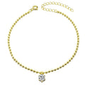 925 Silver Beads Chain Bracelet 18K Gold Plated Bracelet Beaded Ball Bracelet