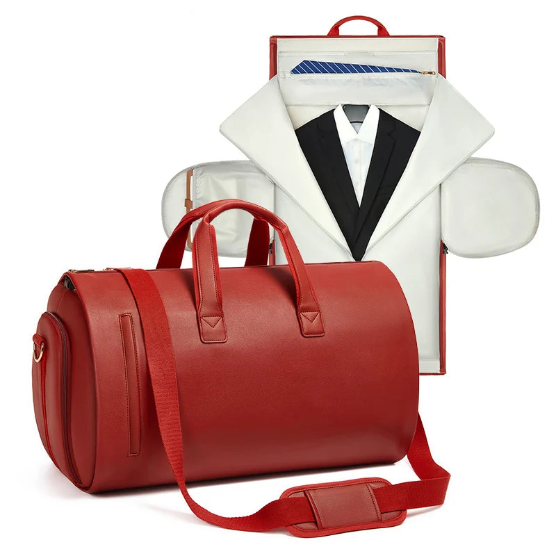 Wholesale Pu Leather Multi-functional Travel Storage Bag Foldable Garment Suit Handbag for Men Women