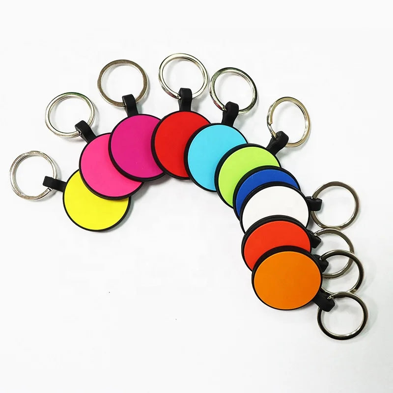 Pet Round Silicone Dog Tag Alloy Tag Pendant Advertising Gift Can Be Engraved to Prevent Loss Pet Identity Card Keychain
