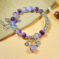Lucky Sign Popcorn Glass Crystal Beads Bracelet Butterfly Cat Charm Gradient Color Girl Women Friendship Bracelets Jewelry Gift