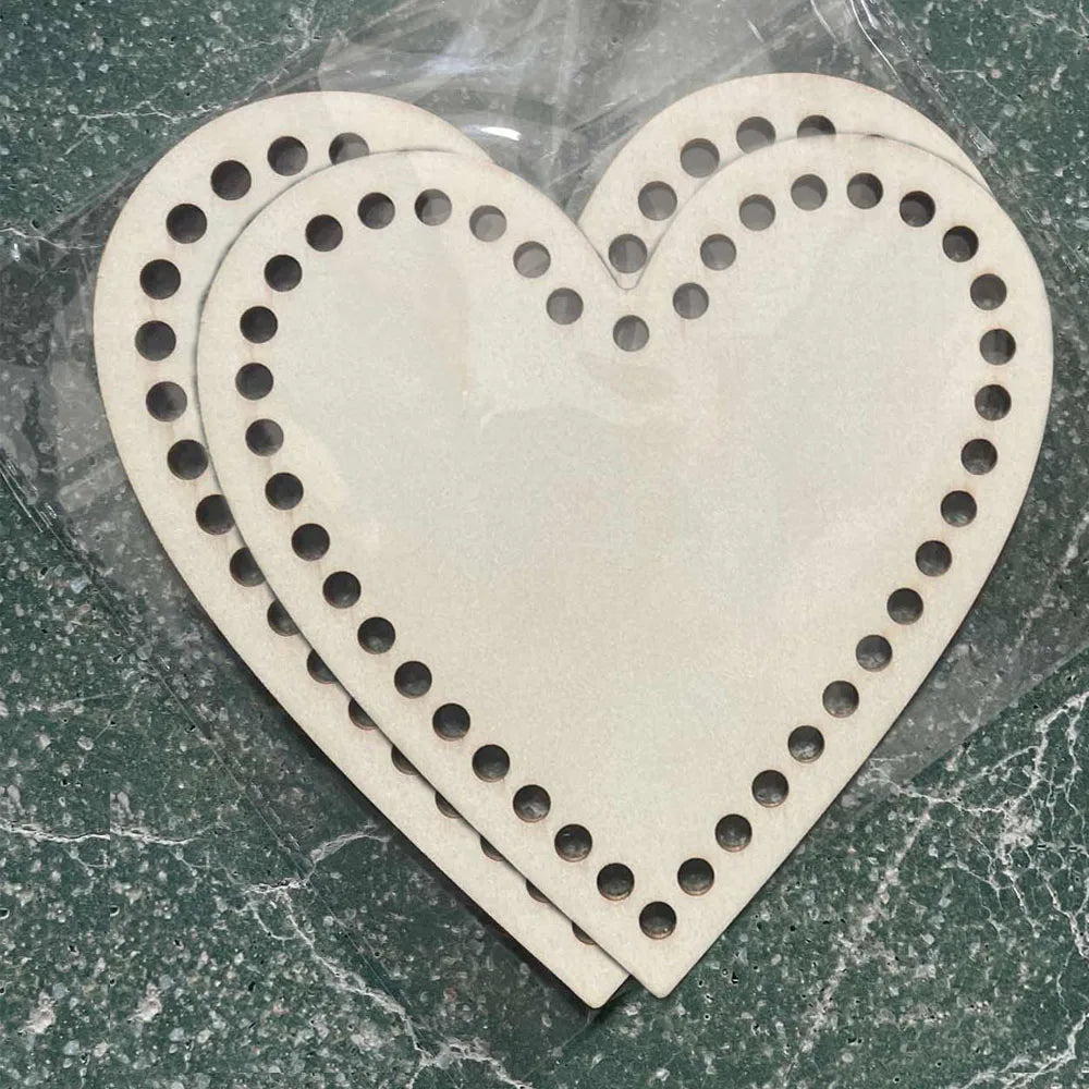 2pcs Heart Wooden Basket Bottom Circle Shape Blank Crochet Knitting Basket for DIY Basket Craft Weaving Making Supplies