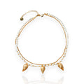 New Design Double Layer Necklace 3 Hazelnut Shape Pendant Gold Plated Brass Romantic Personalized Pearl String Chain Difference