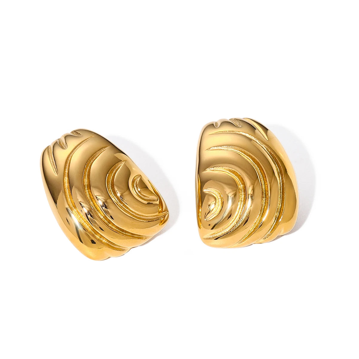 J&D Low Key Luxury Stainless Steel Gold Plated Christmas Gift Earrings Irregular Thread Stud Earrings
