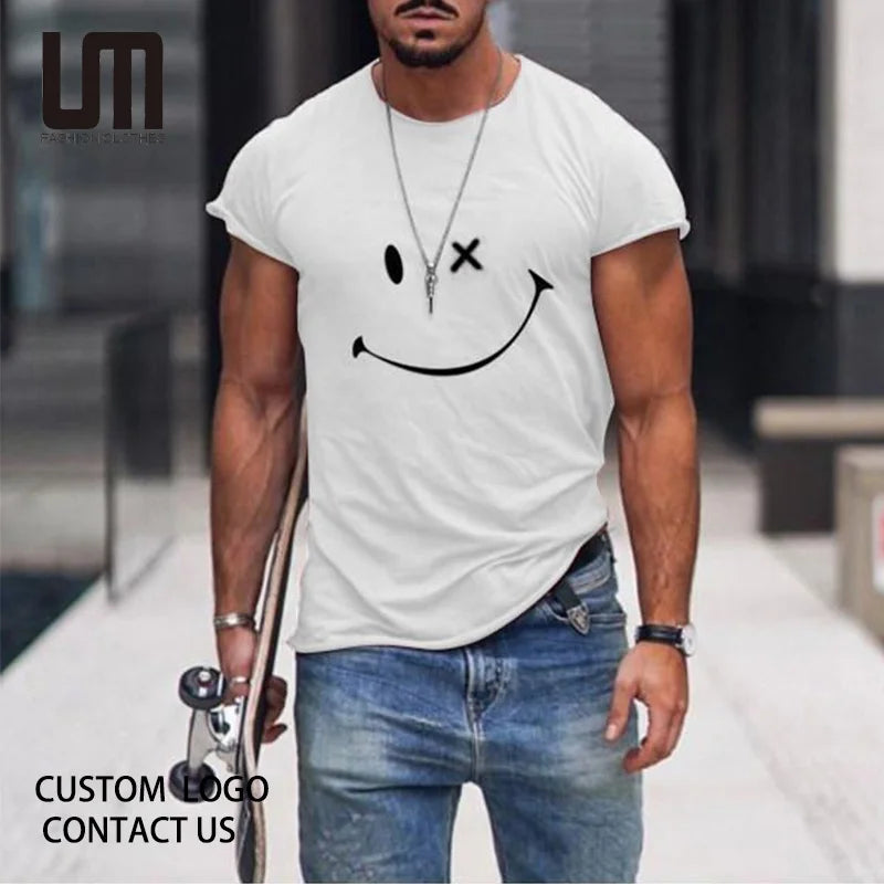 Liu Ming Customized Design Summer Men Print Round Neck Short Sleeve Casual Clothes Fashion Pattern Tees Tops T Shirt