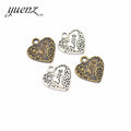 YuenZ 2 Colour Antique Silver Color Alloy Heart Charms Jewelry Making Findings Crafts Accessories Gifts 19*18mm A03