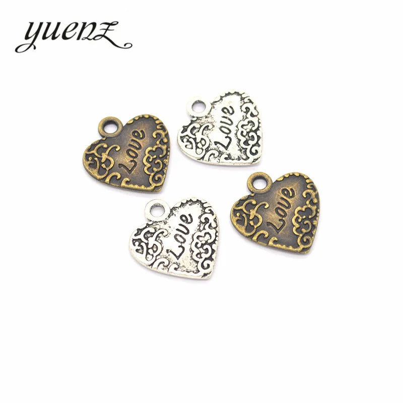 YuenZ 2 Colour Antique Silver Color Alloy Heart Charms Jewelry Making Findings Crafts Accessories Gifts 19*18mm A03