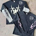 Factory Customized Long Sleeve Oversized 100% Cotton Knitted Double Layer Acid Wash Vintage Men's T-Shirt