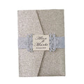Laser Belly Band Glitter Pocket Birthday Invitation Cards with Details Cards