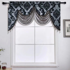 Black 100% Polyester Jacquard Plant Pattern Shading Modern Luxury Window Curtains All-Season Home & Hotel Use