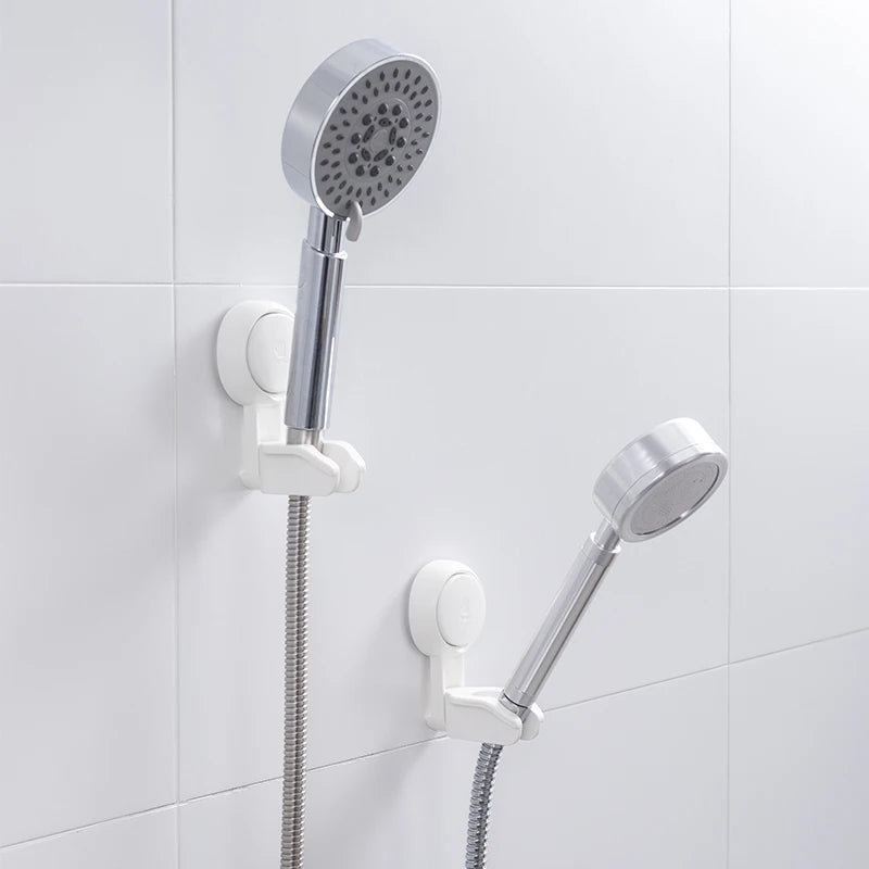 Punch-free Adjustable Angle Shower Head Base Holder White Wall With Suction Shower Head Bracket Holder for Children