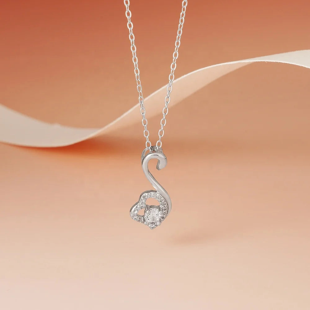 Factory Direct Sale 925 Silver Swan Pendant Custom Hollow Cz Diamond Heart Shape Charm for Diy Jewelry Making