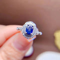 Jolly Fashion Flower 925 Sterling Silver Classic Prong Set Natural Sapphire Wedding Ring for Women