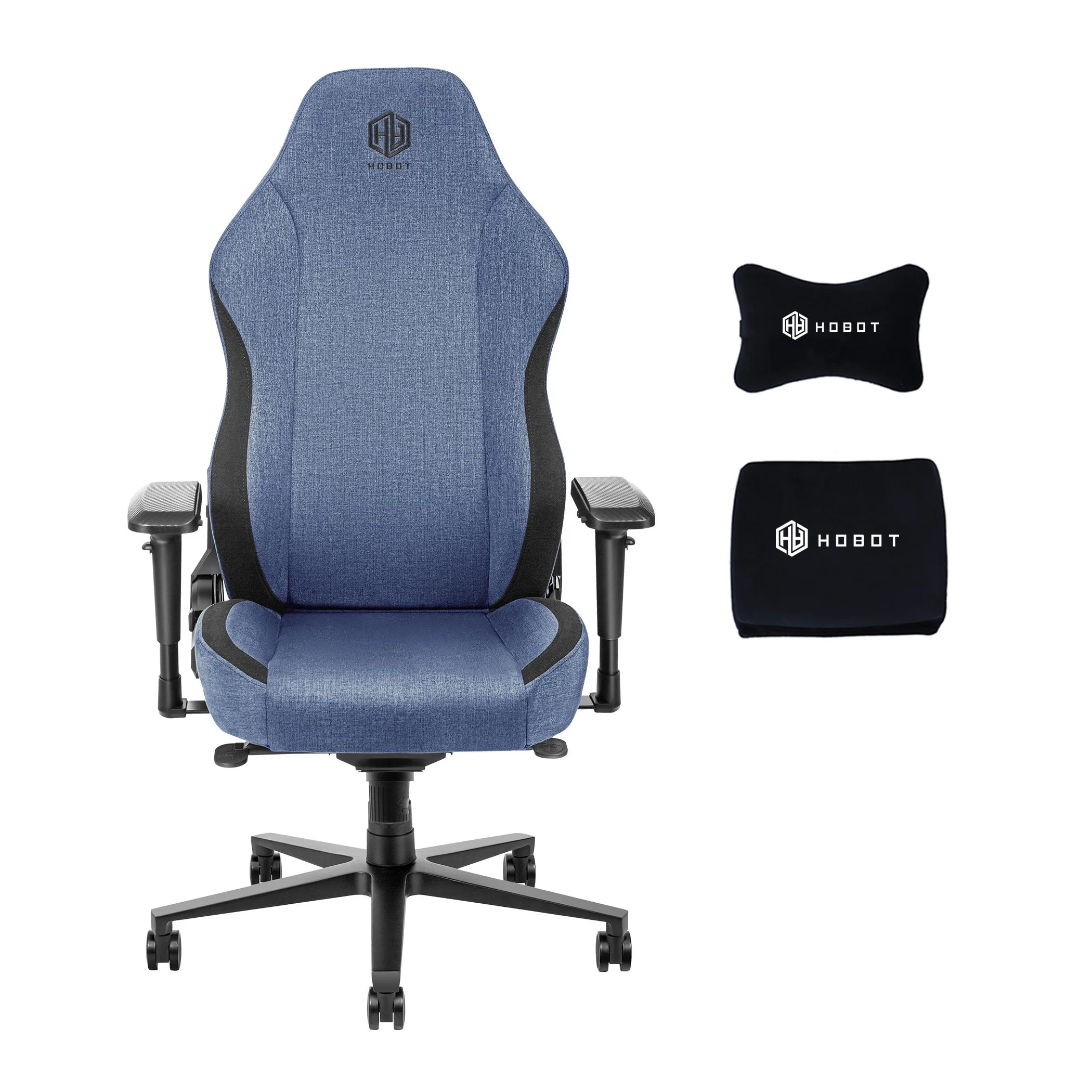 Hobot Revolving Ergonomic Blue Fabric Adjustable Magnetic Headrest Aluminium Material Office Gaming Chair