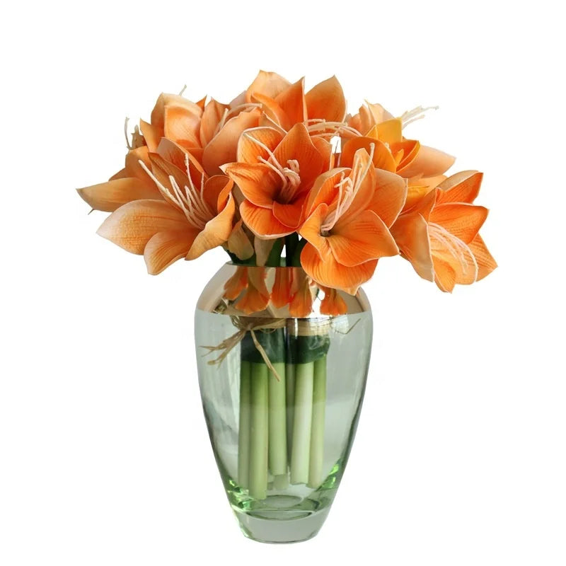 M197 Wholesale Artificial Orchid Flowers PU Latex Real Touch Orchid Silk Artificial Clivia Flowers for Home Decor Wedding Party