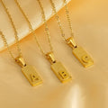2025 New Arrivals Gold Plated Square Alphabet Initial Necklace Stainless Steel Sand Block Letters Pendant Necklace for Women