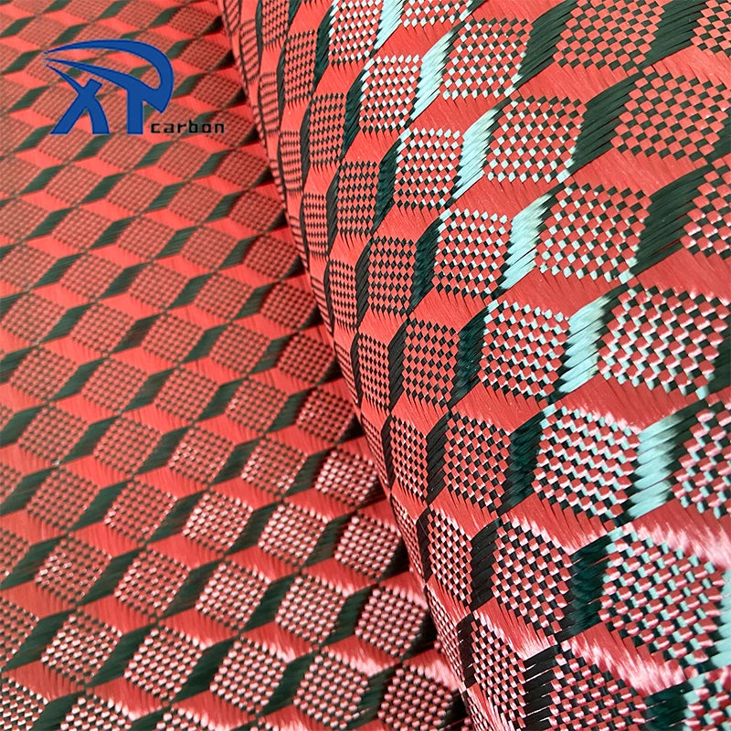 Factory Wholesale Red Carbon Aramid Hybrid Fabric Jacquard 3d Square Carbon Fiber Fabric