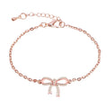 HOVANCI Luxury Womens Bracelet Chain 6 Friendship Rose Gold Plated Bow Knot Shape Engraved Bracelet for Women
