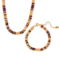 Suitable for Beach Party Retro 18K Gold Plated Stainless Steel Colorful Natural Stone Beads Natural Stone Necklaces and Chokers