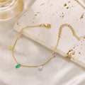 18K Gold Plated Vintage Style Anklets for Women Fashionable Stainless Steel Chain with Colorful Gemstones Women's Jewelry