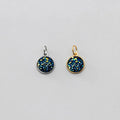 9mm Round Druzy Charm 925 Sterling Silver Bezel Round Gemstone Charms for Jewelry Making