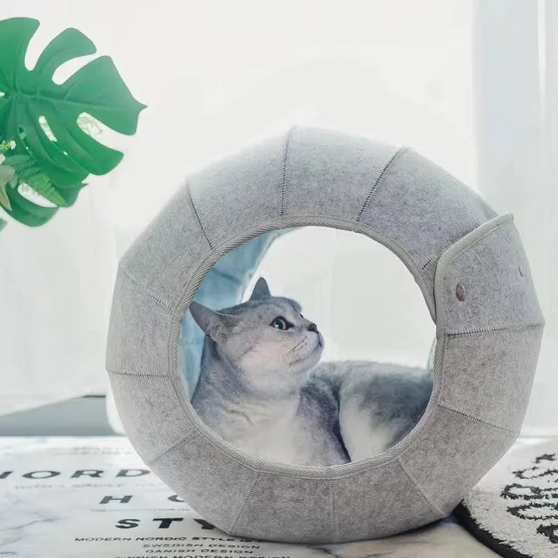 Customized Wholesale Soft Plush Supplies Pet Interactive Play Toy Felt for Indoor Cats Tunnel Bed