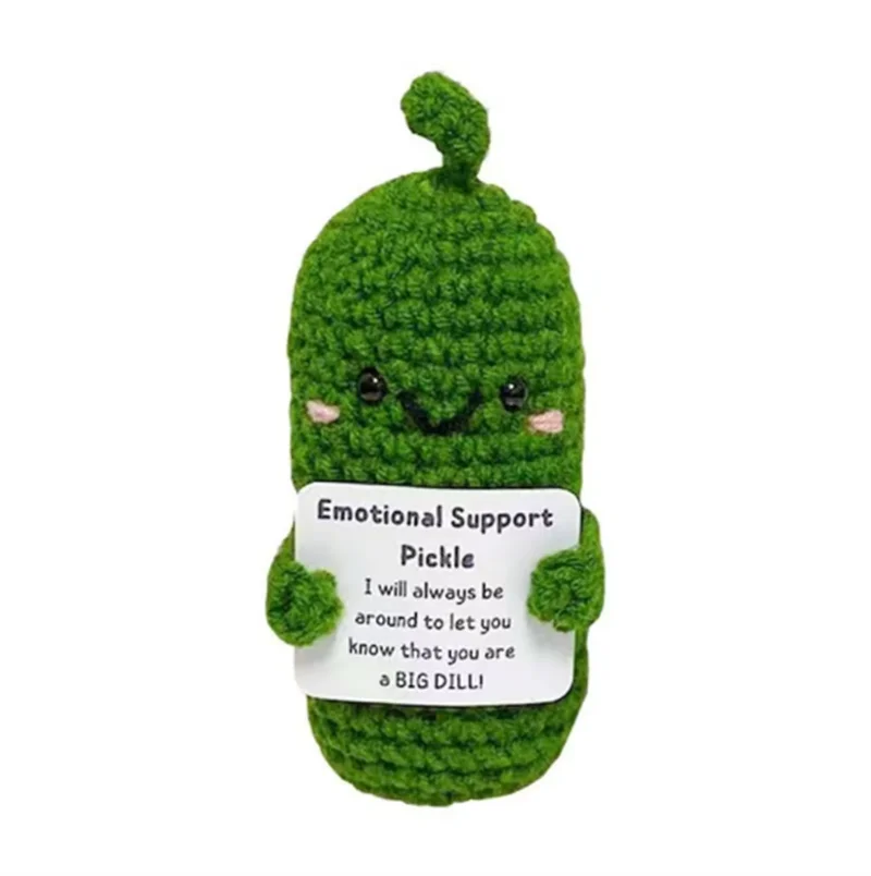 Handmade Funny Pickled Cucumber Knitting Doll Cute Crochet Christmas Gift Emotional Support Birthday Hanging Toy Stress Relief
