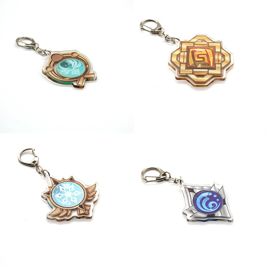 For Genshin Impact Accessories God's Eye Element Acrylic Keychain Bag Pendant UV Printed Gift for Friends Mondstadt Liyue Plasti