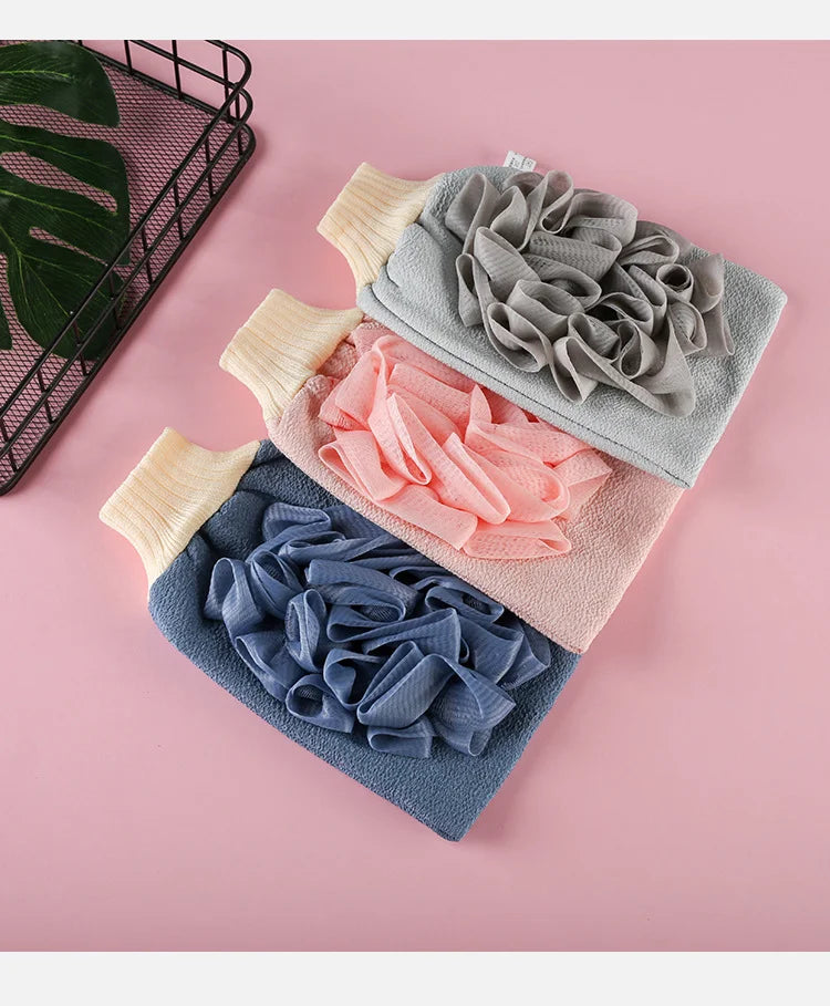 Wholesale Bath Gloves Scrub Massage Brushes Double-sided Sponges Scrubbers Bathing Loofah Exfoliating Shower Mitt