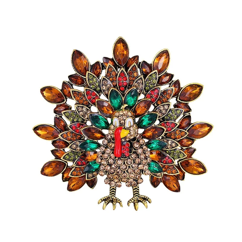 Creative Retro Peacock Brooch Pin Fashion Diamond Animal Brooch Corsage Customize