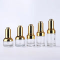 Empty Skincare Cosmetic Packaging 20ml 30ml 50ml Round Screw Neck Golden Silver Oil Dropper Glass Bottle