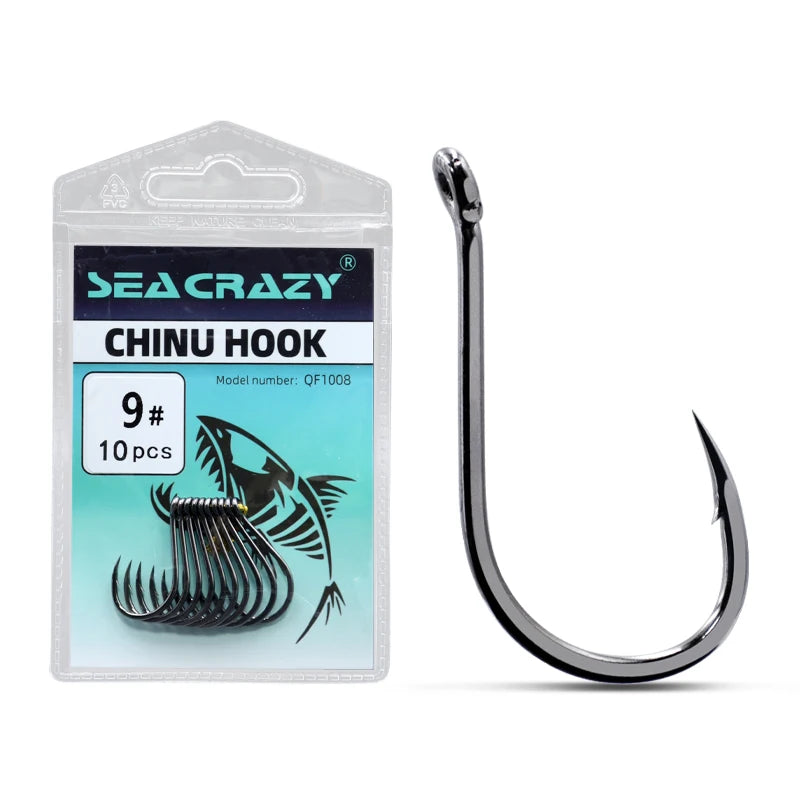 Seacrazy 0.8#~12# Salmon Steelhead Black Nickel Freshwater Saltwater High Carbon Steel Fishing Hook