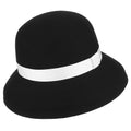 H7234 Women's French Retro Plain Fedora Hat Adult Bucket Cap with Ribbon Decor for Outdoor Scene Four Seasons