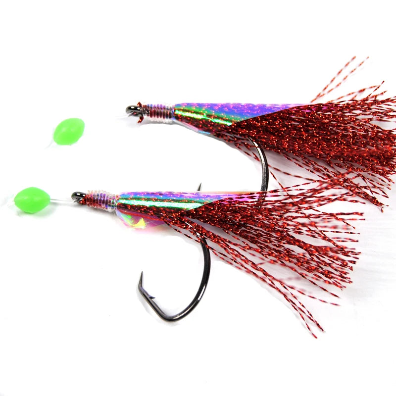 Wholesale Saltwater Fishing Rigs 5/0 Flasher Rig with Foam Board Holder Blister Package Red Blue Sabiki Rigs for Sea Fishing