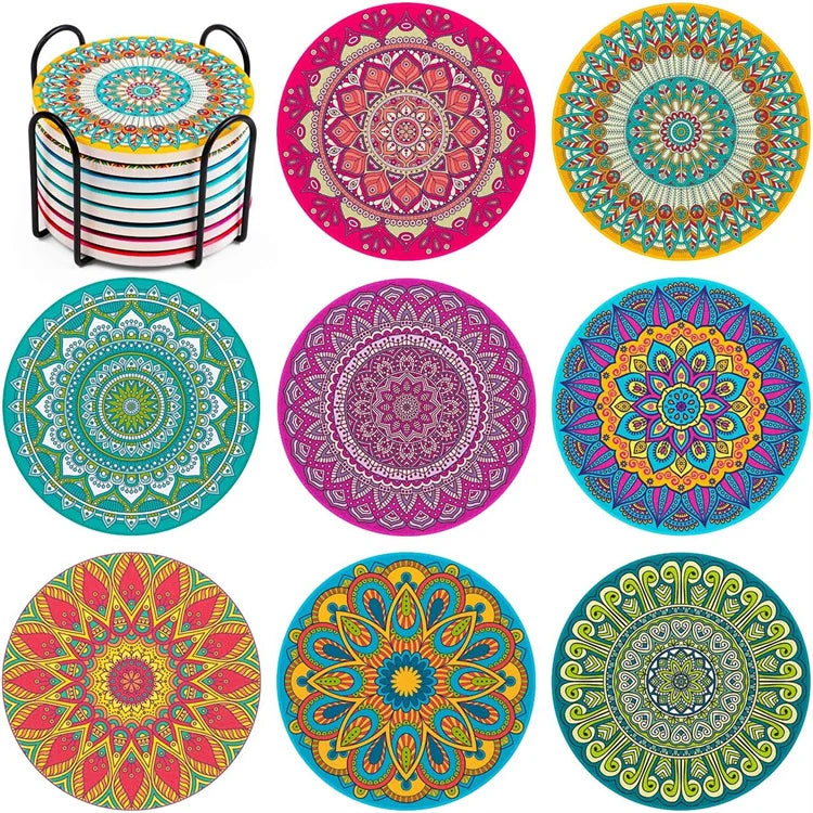 Wholesale Classic Ceramic Coasters Water Absorbent Tea Cup Coaster Set for Coffee Drinks Sublimation Blanks Coaster Table Blanks