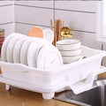 Sesame Hot Sale Kitchen Plastic Dish Rack With Utensil Holder Over the Sink Dish Storage Drain Basket