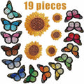Wholesale 8X4.5CM Customize Logo Butterfly Sunflower Woven Embroidered Patch Iron on Embroidery Cloth Patches