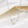 925 Sterling Silver Round Ball Pendant Simple Snake Chain Necklace for Women