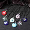 Fashion Round Shape Big Pink White Blue Glass Turkish Evil Eye Pendant Necklace Jewelry for Women