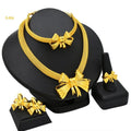 Jachon 24K Gold Jewelry Set Bride Gold-plated Four-piece Necklace Earrings Bracelet and Ring Set Dubai Bridal Jewelry Sets